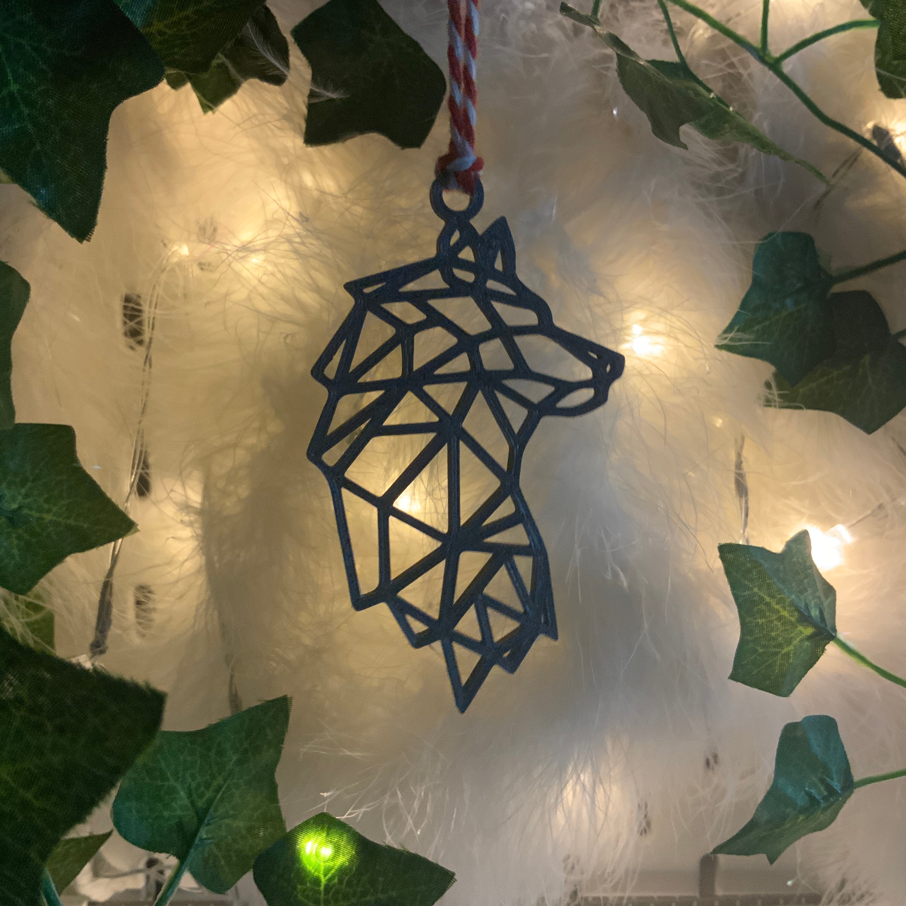 Geometric Wolf Christmas Decoration
