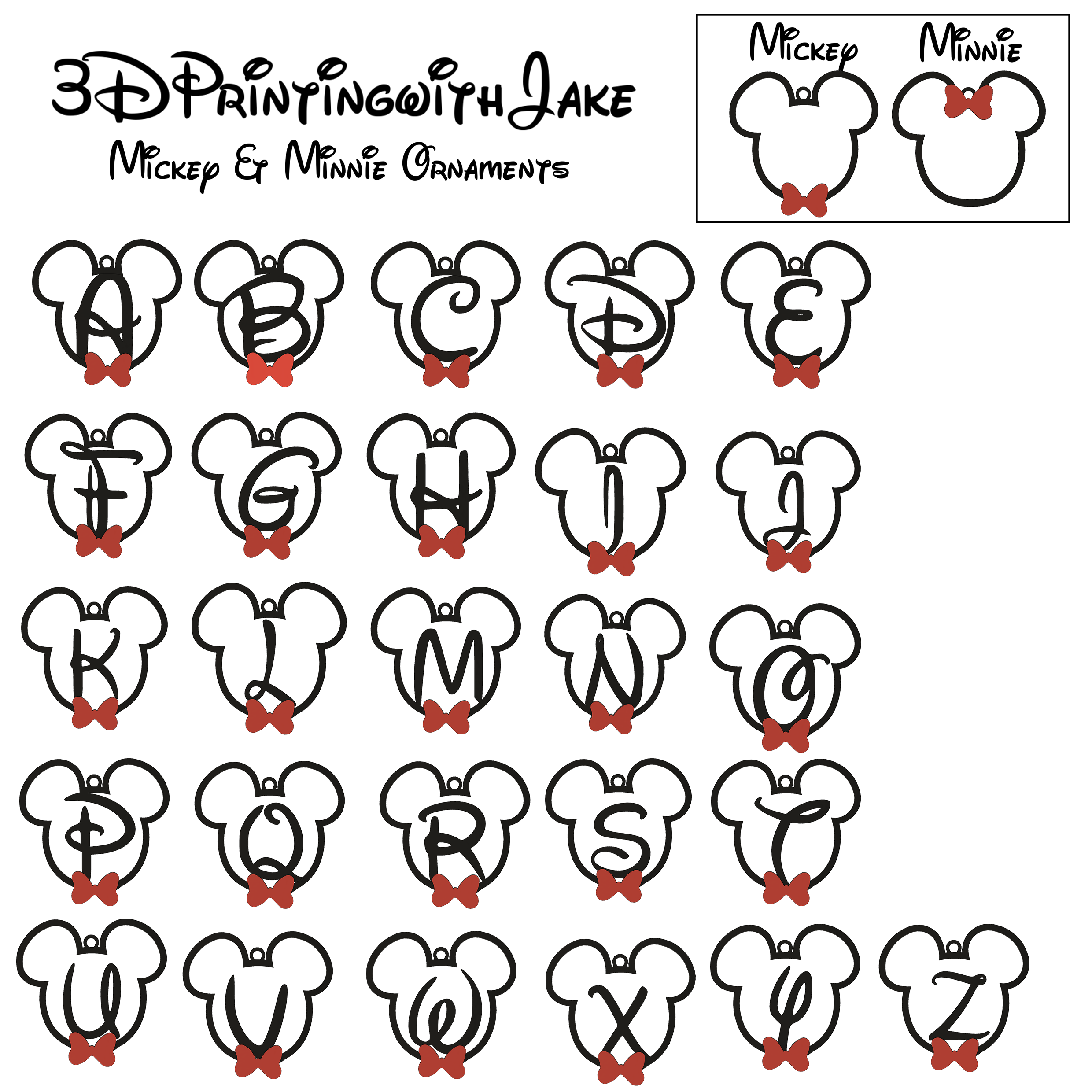 Mickey & Minnie Lettered Christmas Decorations