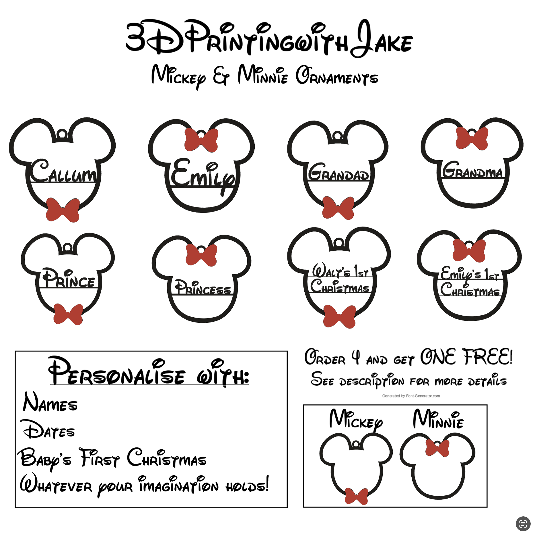Mickey & Minnie Personalised Christmas Decorations